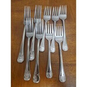 Oxford Hall (4) Dinner (5) Salad Forks Stainless Steel Flatware Deco Mod Japan